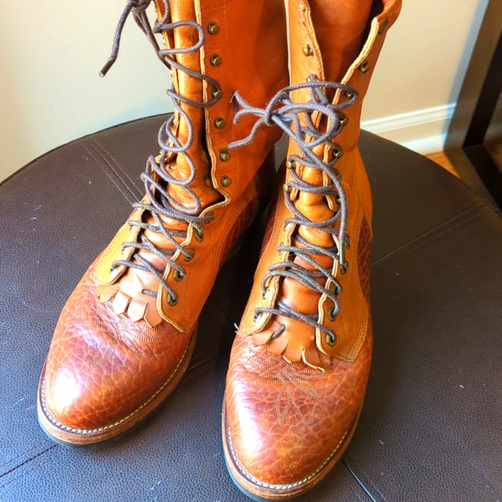 Vintage Tony Lama Lace-Up Packer Boots